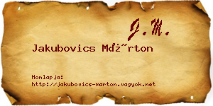 Jakubovics Márton névjegykártya