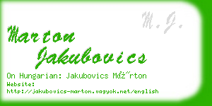 marton jakubovics business card